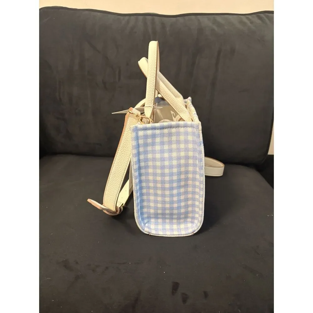 NWT Nanette Lepore Cherie Satchel Blueberry Blooms Gingham Crossbody Purse